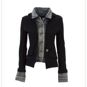 Women's Black and Gray Denim Jacket